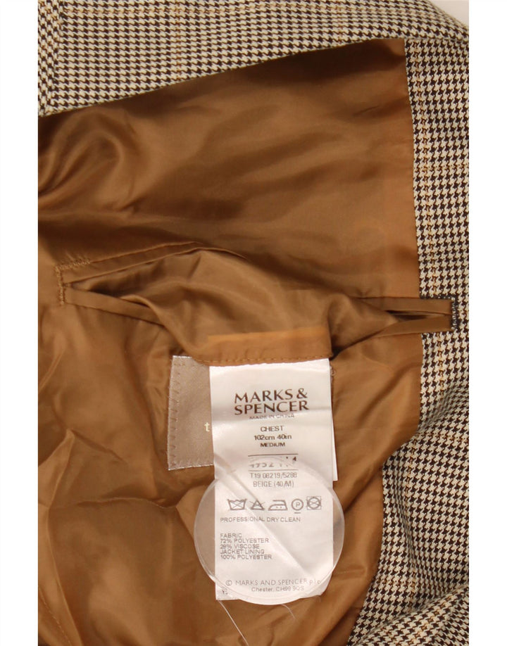 Marks & Spencer Herren-Blazer mit 2 Knöpfen, UK 40, Mittelbraun mit Hahnentrittmuster