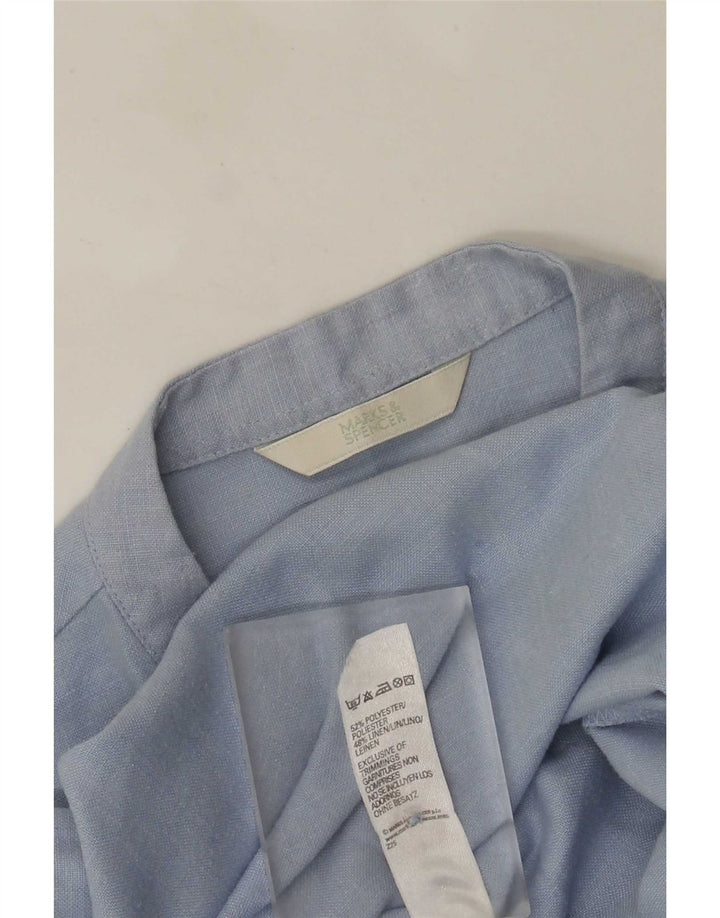 Marks & Spencer Damen 3/4-Ärmel-Hemdbluse UK 12 Mittelblaues Polyester