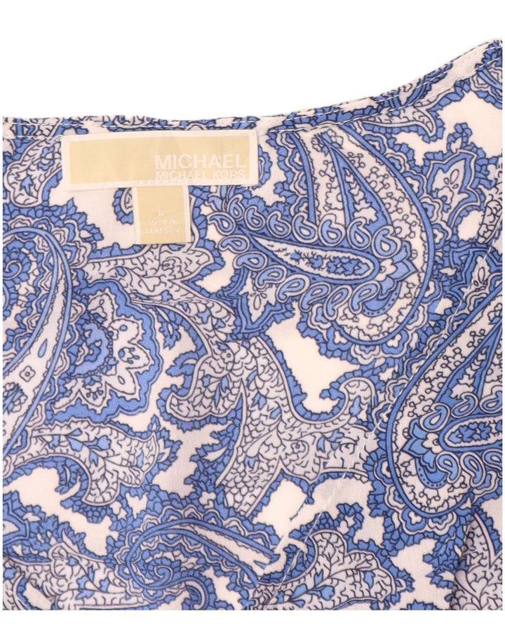 MICHAEL KORS Ärmelloses Damen-Blusenoberteil UK 16 Large Blue Paisley