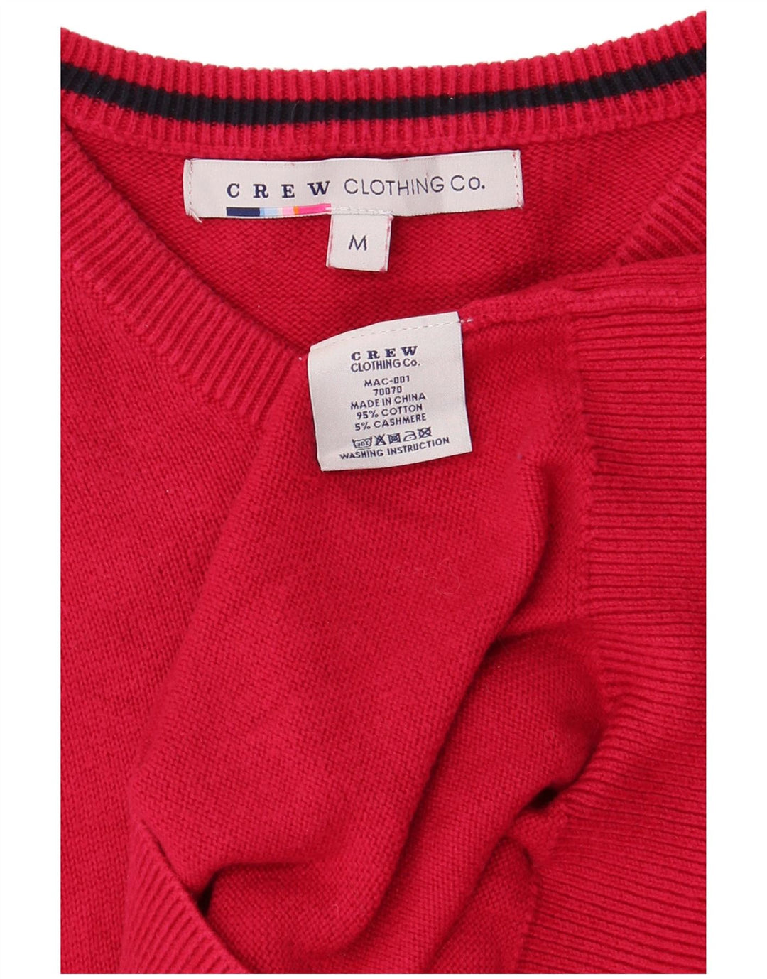 Crew Clothing Herren-Pullover mit V-Ausschnitt, mittelrote Baumwolle