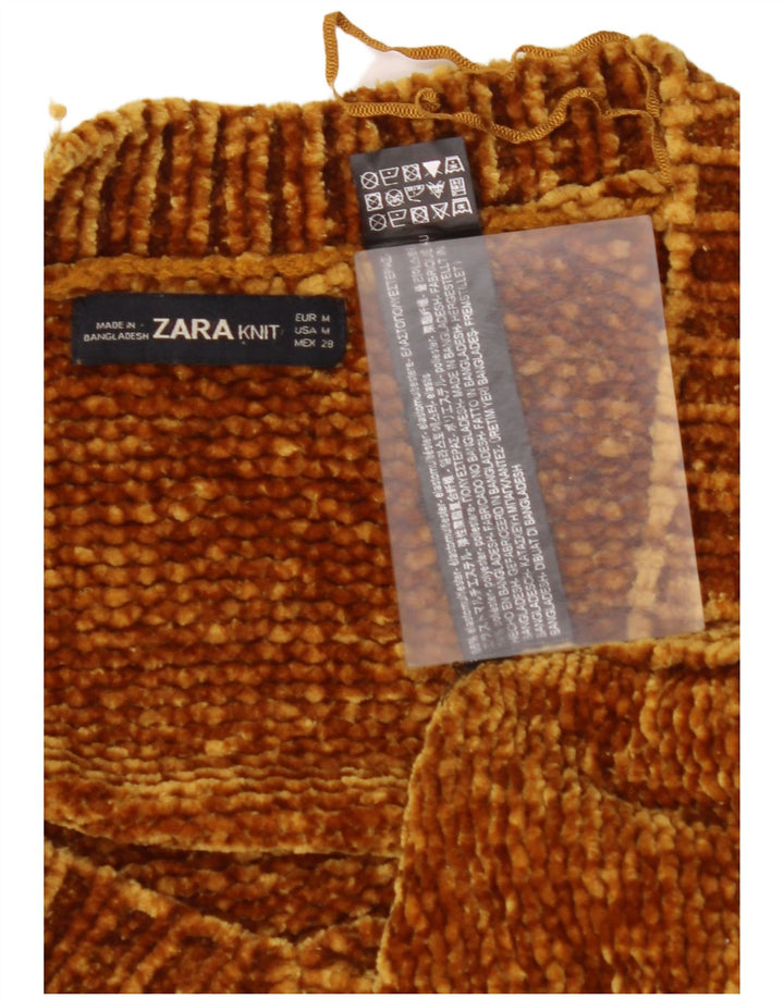 ZARA Damen-Pullover, übergroß, V-Ausschnitt, Gr. 14, Mittelbraun, Elastomer