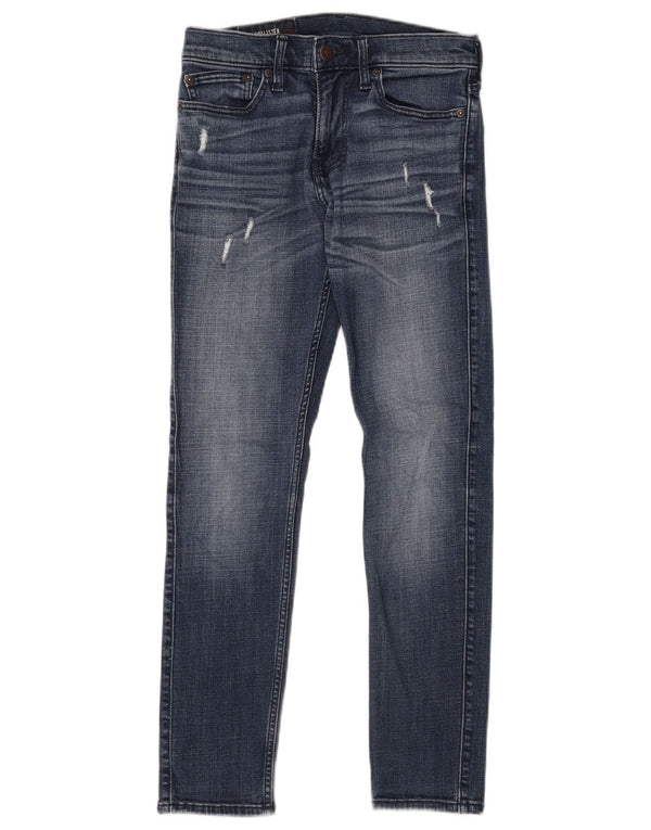 Hollister Damen Distressed Super Skinny Jeans W28 L30 Blaue Baumwolle
