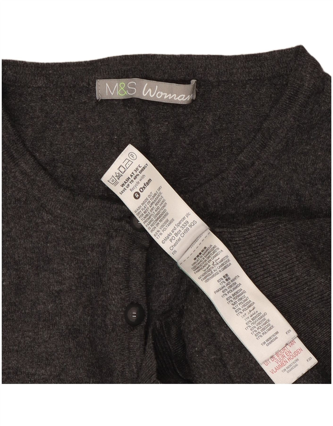 Marks & Spencer Damen Crop Cardigan Pullover UK 14 Mittelgraue Viskose