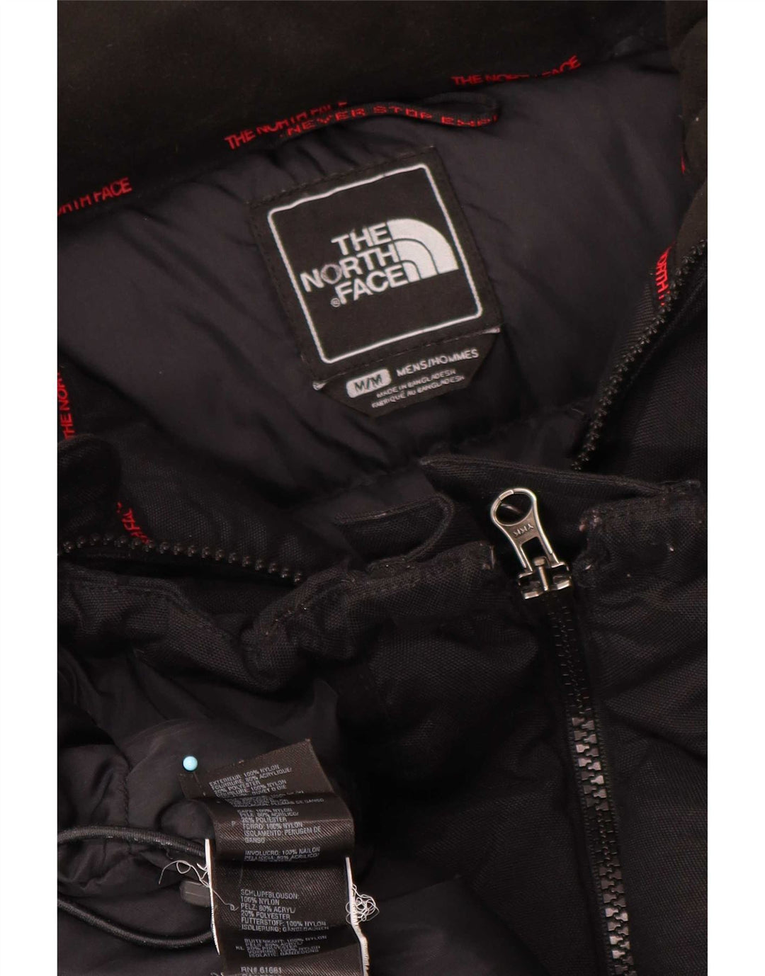 The North Face wattierte Herrenjacke mit Kapuze, UK 38, mittelschwarzes Nylon