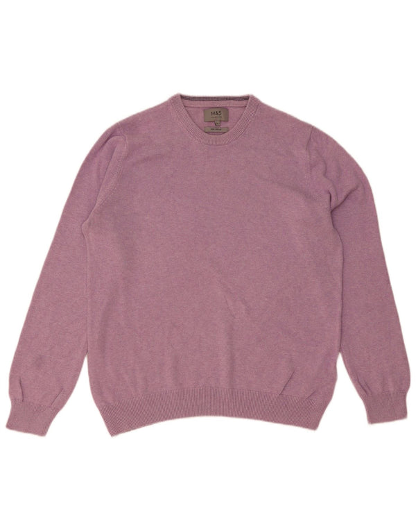 Marks & Spencer Damen-Pullover mit Rundhalsausschnitt, Gr. 16, Größe L, Rosa, Baumwolle