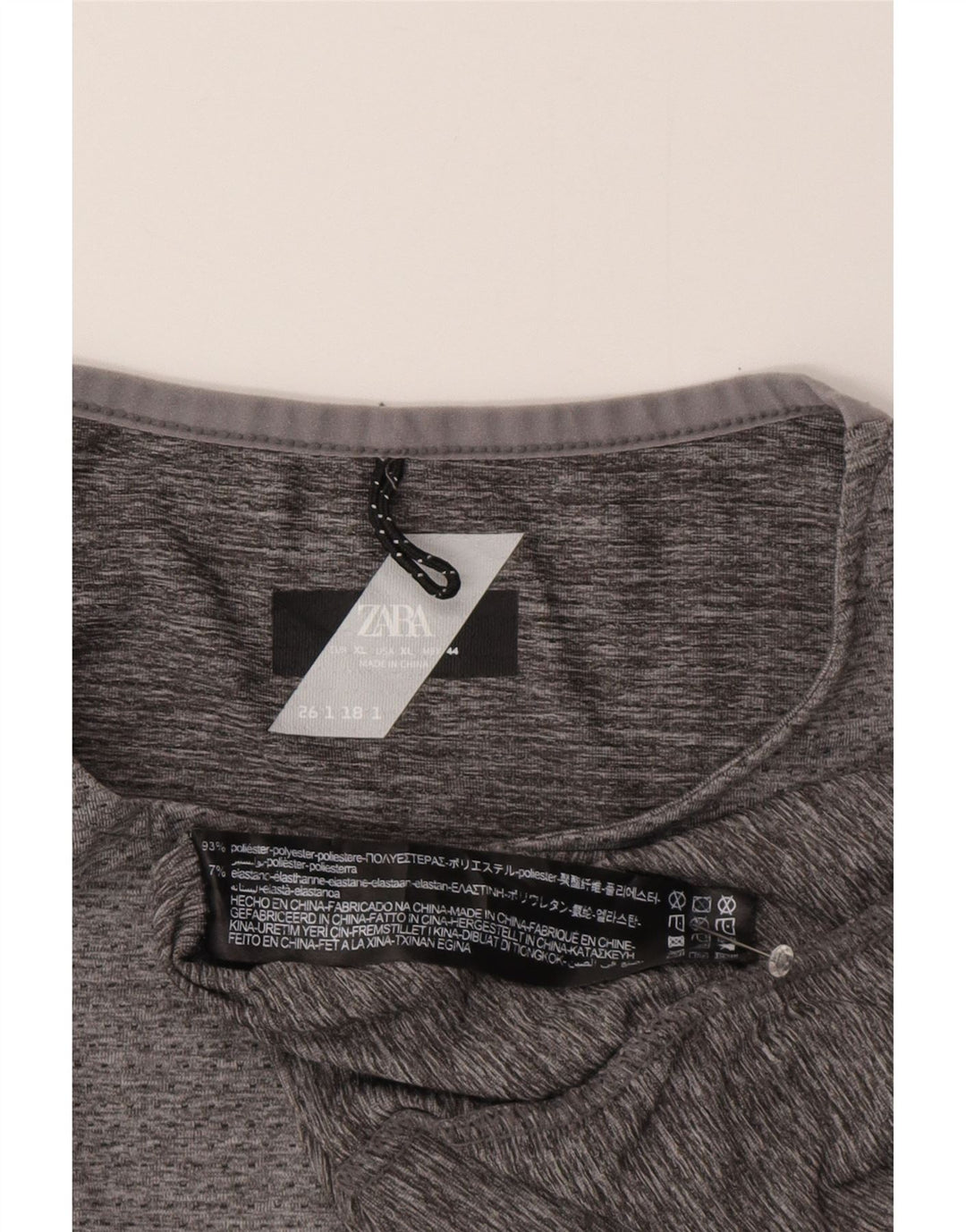 Zara Herren Top Langarm XL Grau Polyester