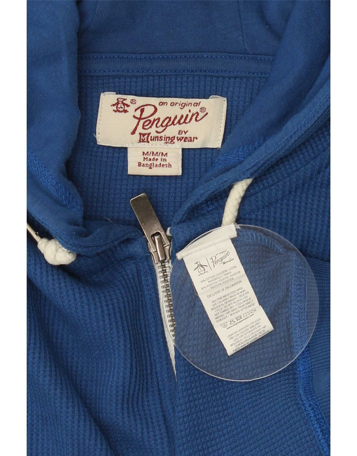 Penguin Herren-Kapuzenpullover mit Reißverschluss, mittelblaue Baumwolle