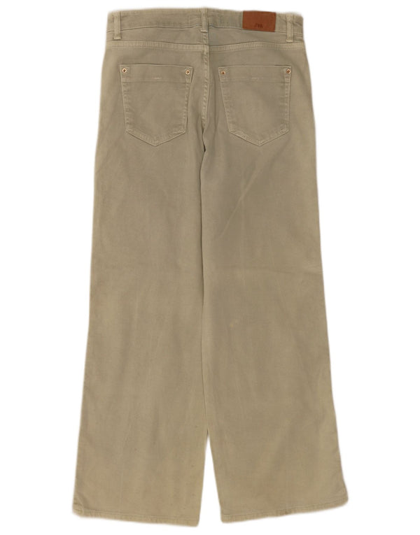 Zara Damen-Jeans mit weitem Bein, EU 36, XS, W26, L28, beige Baumwolle