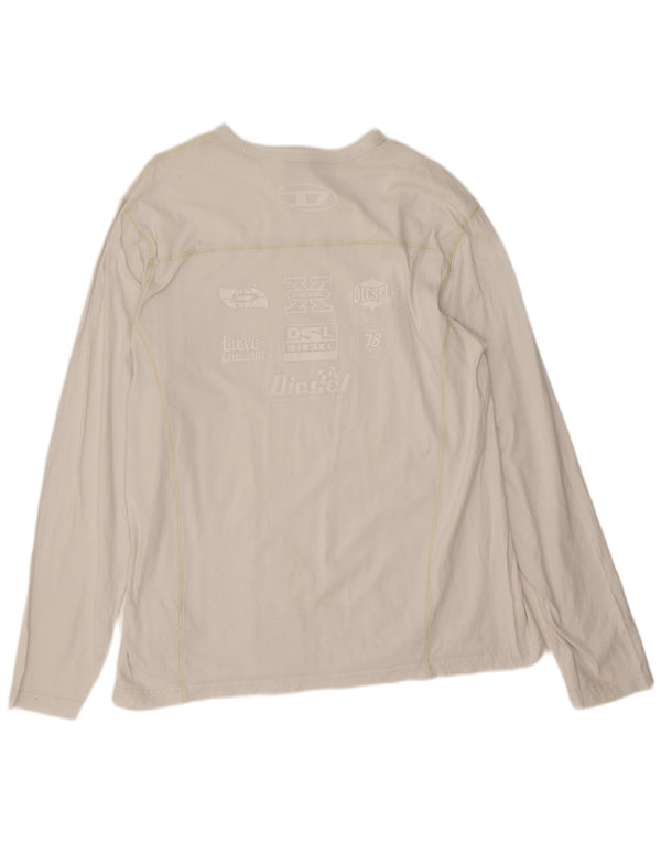 Diesel Mens Graphic Top Long Sleeve 2XL White Cotton