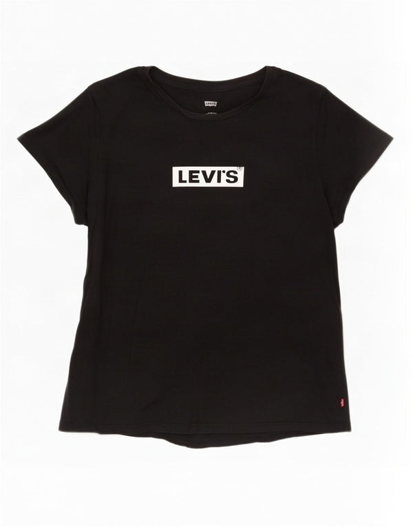 Levi's Damen-T-Shirt mit Grafik, UK 18, XL, schwarze Baumwolle