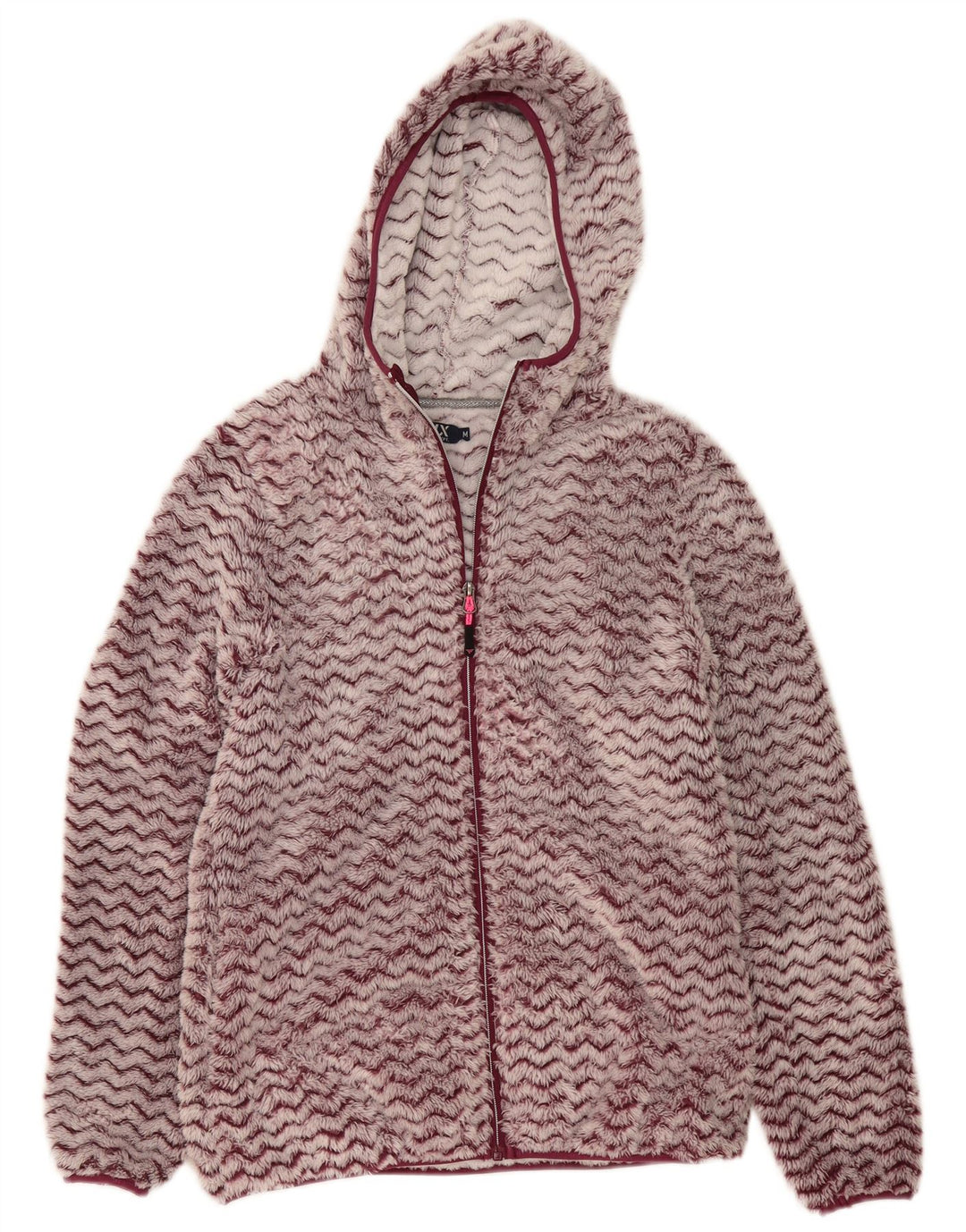 Avirex Damen-Fleecejacke mit Kapuze, UK 12, mittleres Burgunderrot, Chevron-Polyester