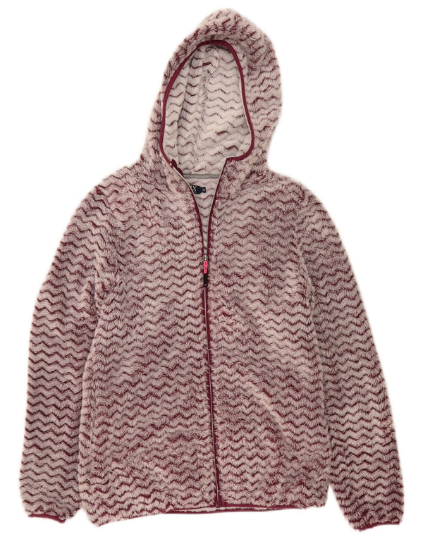 Avirex Damen-Fleecejacke mit Kapuze, UK 12, mittleres Burgunderrot, Chevron-Polyester