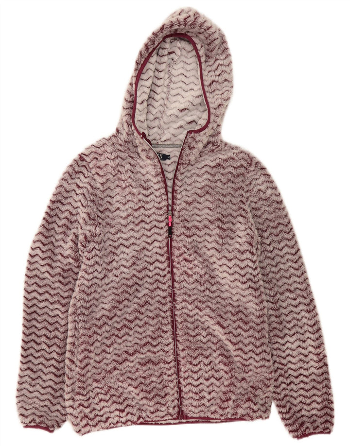 Avirex Damen-Fleecejacke mit Kapuze, UK 12, mittleres Burgunderrot, Chevron-Polyester