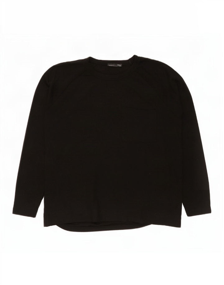 Zara Damen Übergroßes Top Langarm UK 10 Small Schwarz