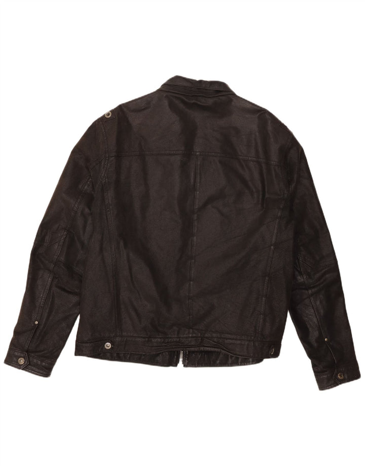 Angelo Litrico Herren Lederjacke UK 42 XL Schwarzes Leder