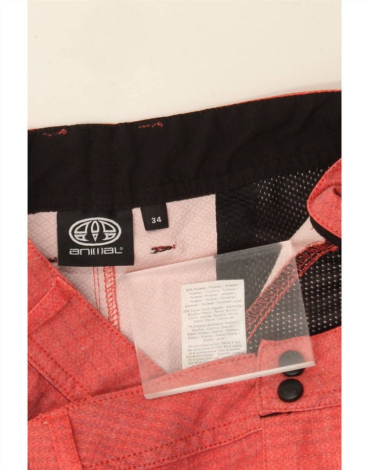 Animal Herren-Chinoshorts W34, große orangefarbene Nadelstreifen-Baumwolle