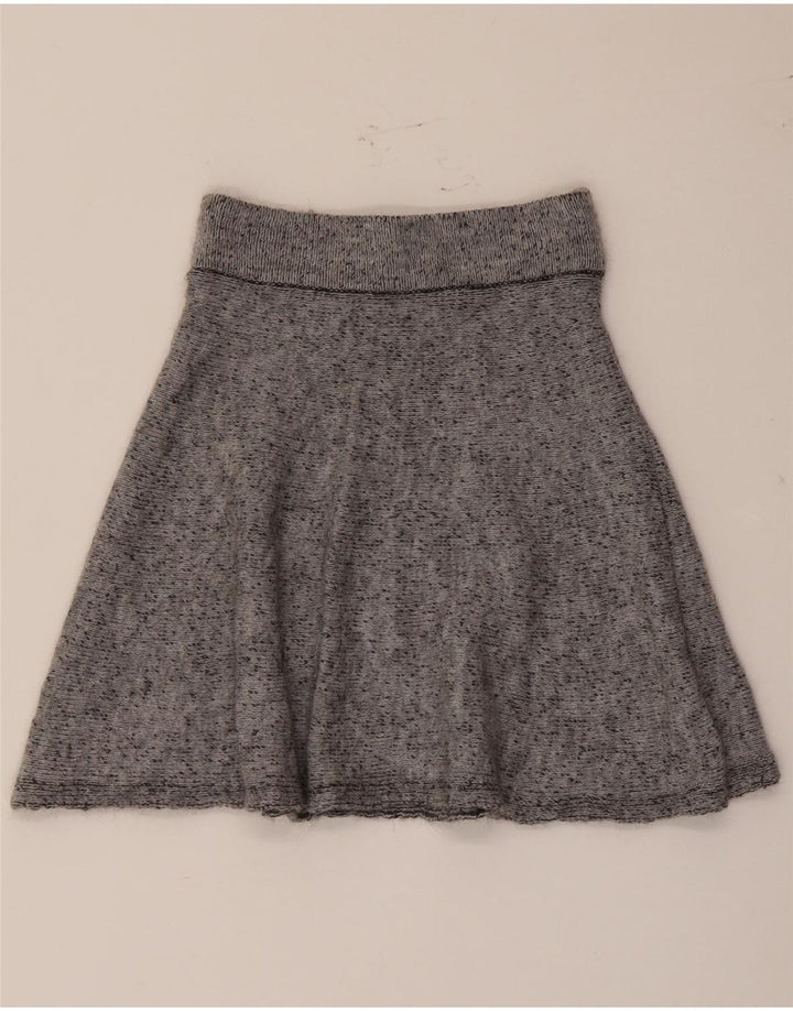 Zara Damen-Strickrock in A-Linie, mittelgroß, W28, grau gesprenkelte Wolle