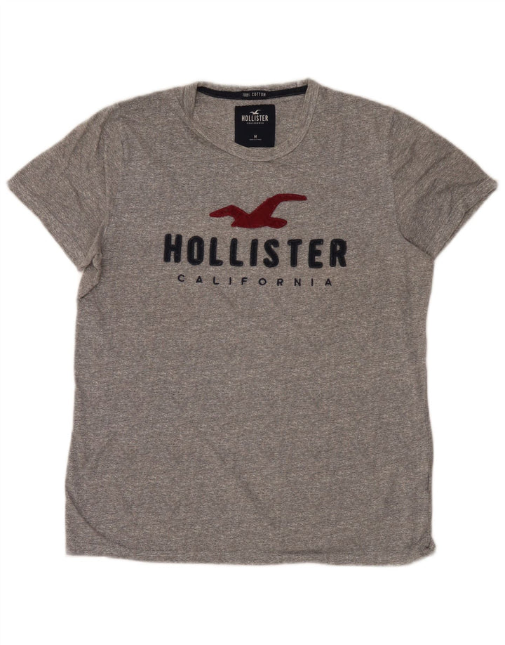 Hollister Herren-T-Shirt mit Grafik, mittelgraue Baumwolle