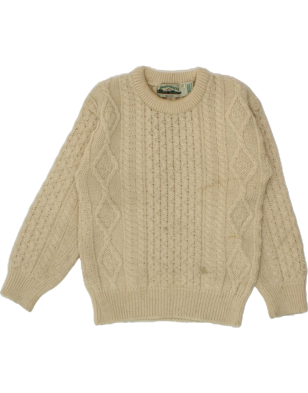 ARANCRAFTS Damen-Pullover mit U-Boot-Ausschnitt, Gr. 10, Beige, Wolle
