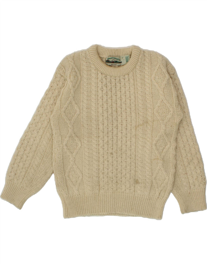 ARANCRAFTS Damen-Pullover mit U-Boot-Ausschnitt, Gr. 10, Beige, Wolle