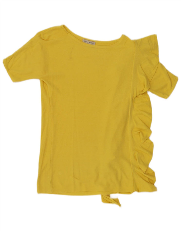 Laura Ashley Damen-Blusenoberteil mit Rüschen vorne, UK 10, Größe S, Gelb, Viskose