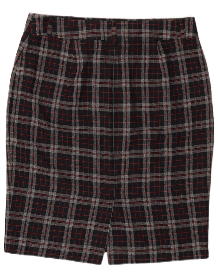 Marks & Spencer Damen Bleistiftrock UK 14 Large W32 Schwarz kariertes Polyester