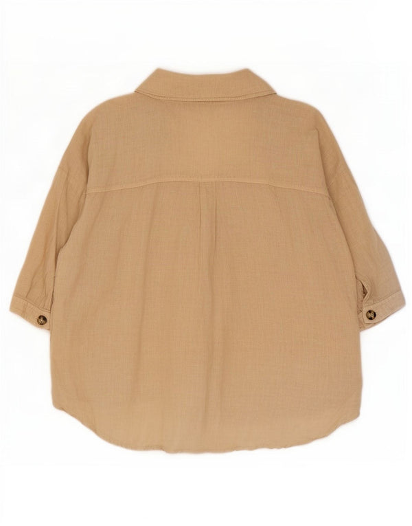 Zara Damen-Hemd mit 3/4-Ärmeln, UK 14, Mittelbeige