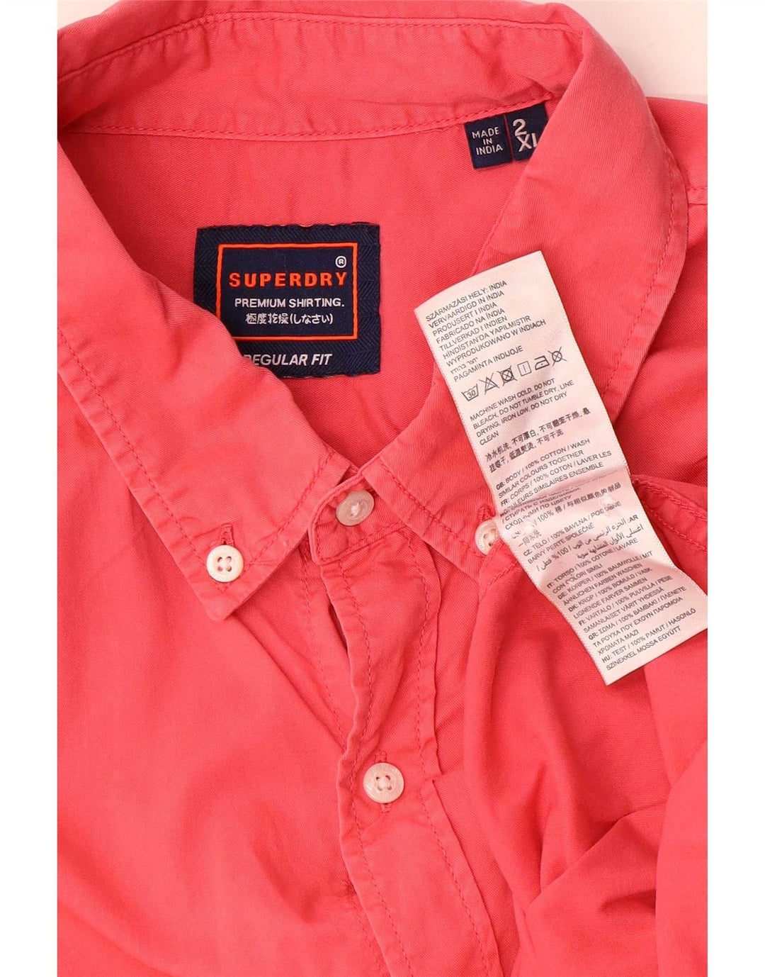 Superdry Herren-Hemd mit regulärer Passform, 2XL, rote Baumwolle
