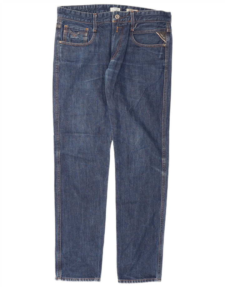 Replay Herren Slim Jeans W32 L32 Blaue Baumwolle