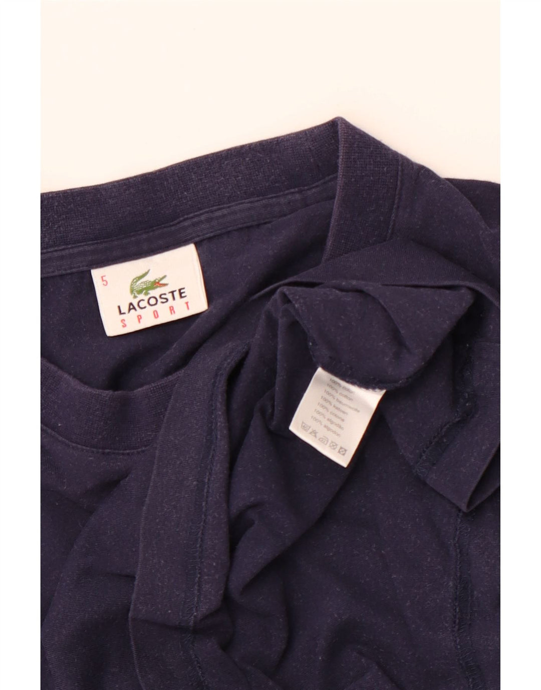 LACOSTE Herren T-Shirt Top Größe 5 große marineblaue Baumwolle
