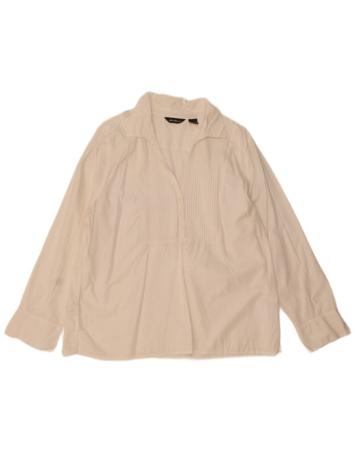Eddie Bauer Damen Pullover Shirt UK 18 XL Weiße Baumwolle