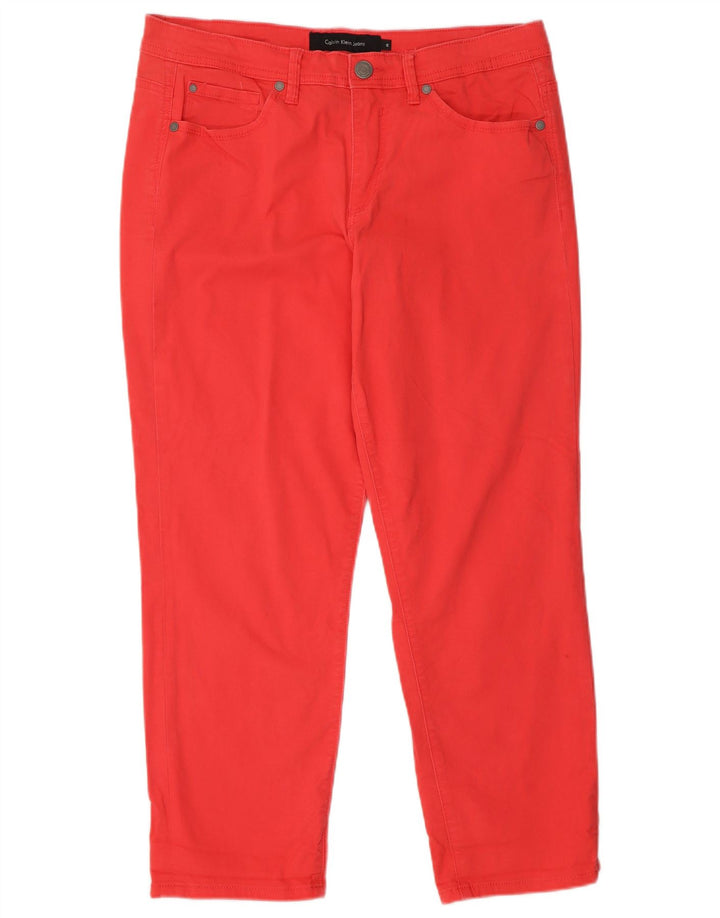 CALVIN KLEIN Damen Slim Jeans US 12 Large W32 L27 Rot