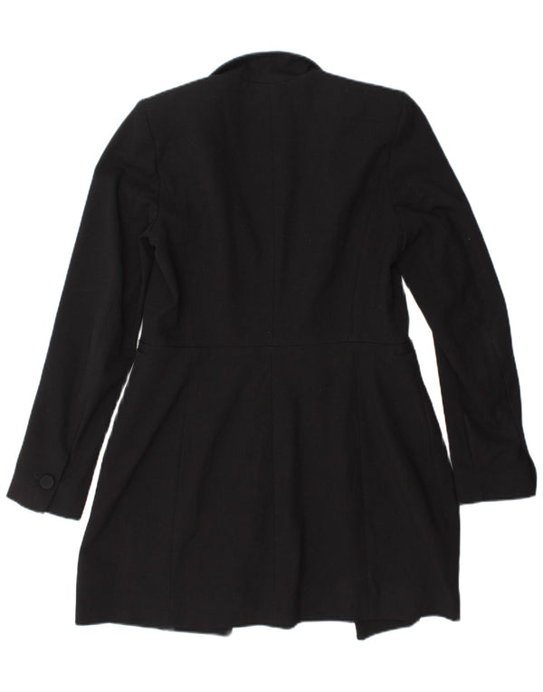 Zara Damen Longline Blazer Jacke UK 10 Small Schwarz Polyester