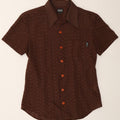 INDIAN MOTOCYCLE Mens Short Sleeve Shirt Small Brown Geometric Polyester Vintage Indian Motocycle and Second-Hand Indian Motocycle from Messina Hembry 
