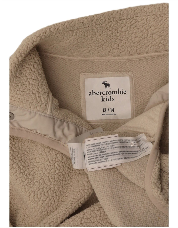 ABERCROMBIE & FITCH Fleecejacke für Mädchen, 13–14 Jahre, beige, Polyester