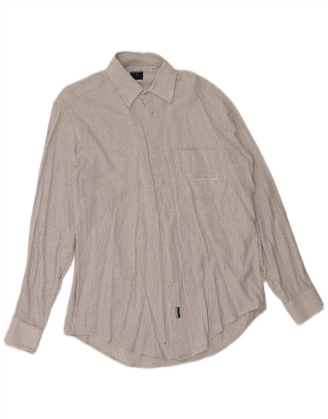 Trussardi Mens Shirt Medium White Pinstripe