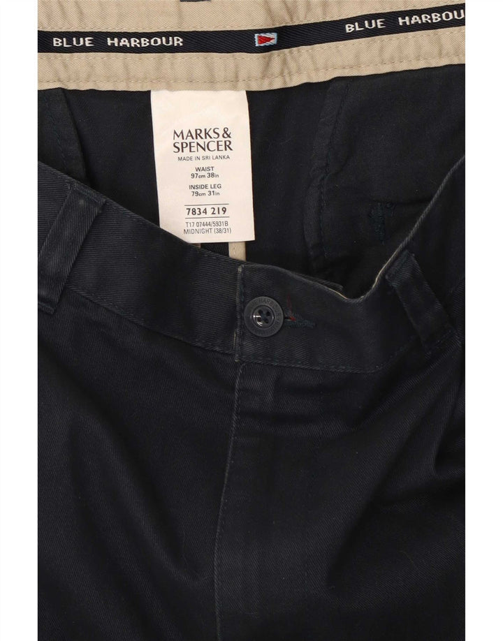 Marks & Spencer Herren Blue Harbor Pegged Chinohose W38 L31 Marineblau