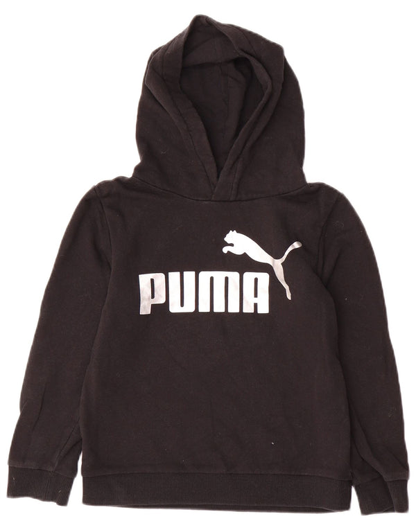 PUMA Mädchen Graphic Hoodie Pullover 7–8 Jahre, schwarze Baumwolle