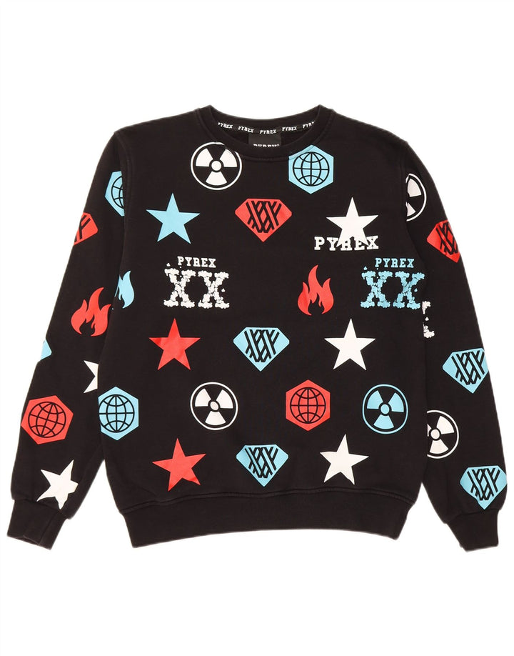 Pyrex Grafik-Sweatshirt für Jungen, 13–14 Jahre, 2XL, schwarze Baumwolle