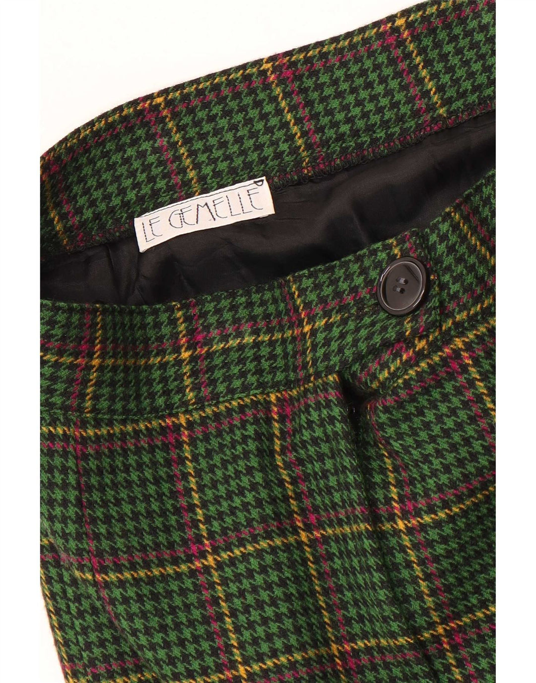 Vintage Damen Gerader Rock W28 Mittelgrüner Hahnentritt