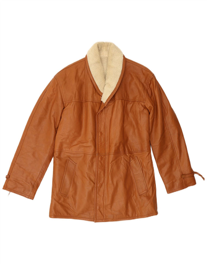Vintage Herren Shearling Jacke IT 48 Mittelbraun