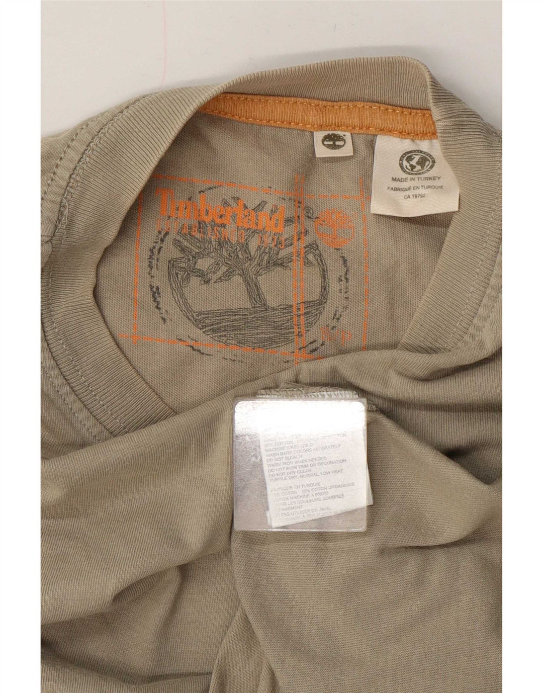 Timberland Herren-T-Shirt mit Grafik, Größe S, Khaki, Baumwolle