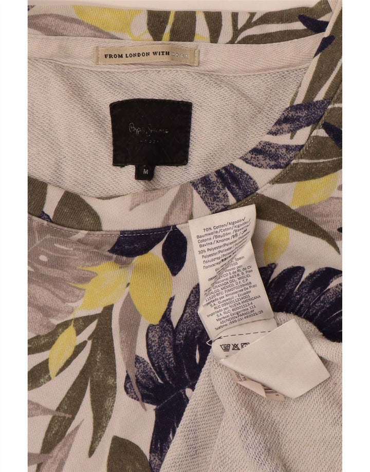 PEPE Jeans Damen-Sweatshirt in Übergröße, Gr. 14, Mittel, gebrochenes Weiß, Blumenmuster