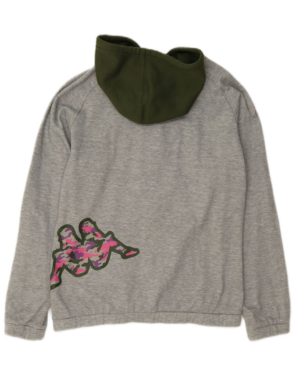 Kappa Womens Graphic Zip Hoodie Pullover UK 14 Mittelgrau Farbblock