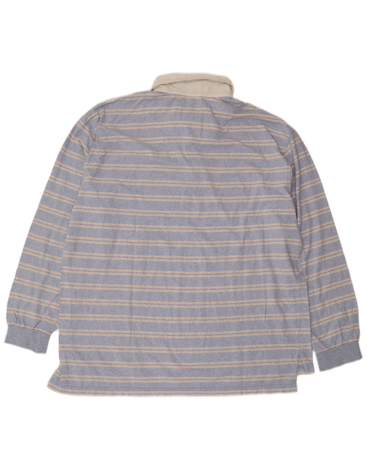 Slam Herren-Langarm-Poloshirt 2XL, blau gestreift, Baumwolle