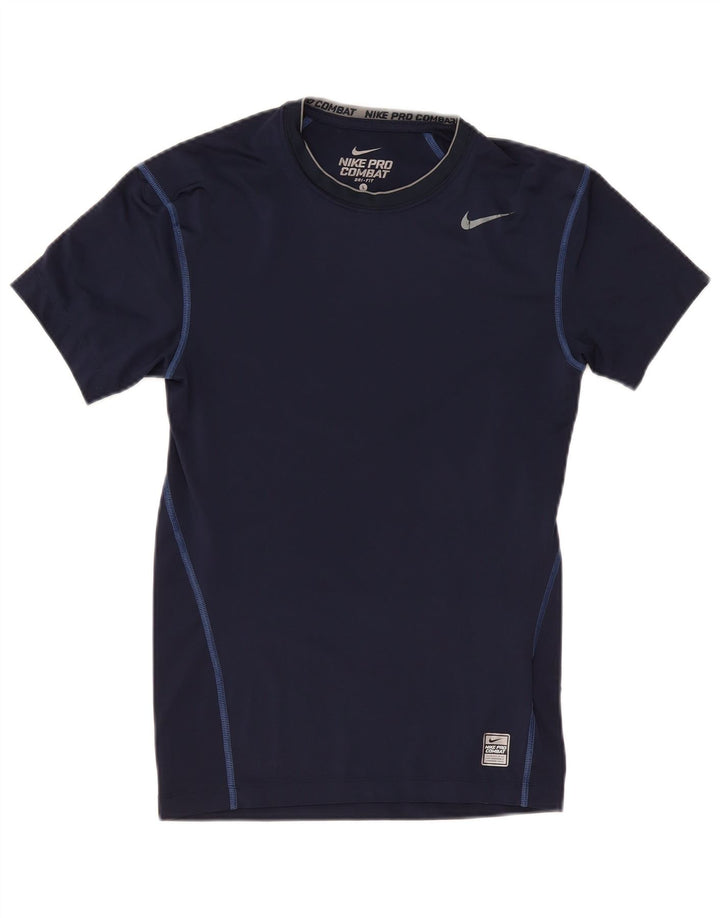 Nike Herren Pro Combat T-Shirt Top Large Marineblau Polyester