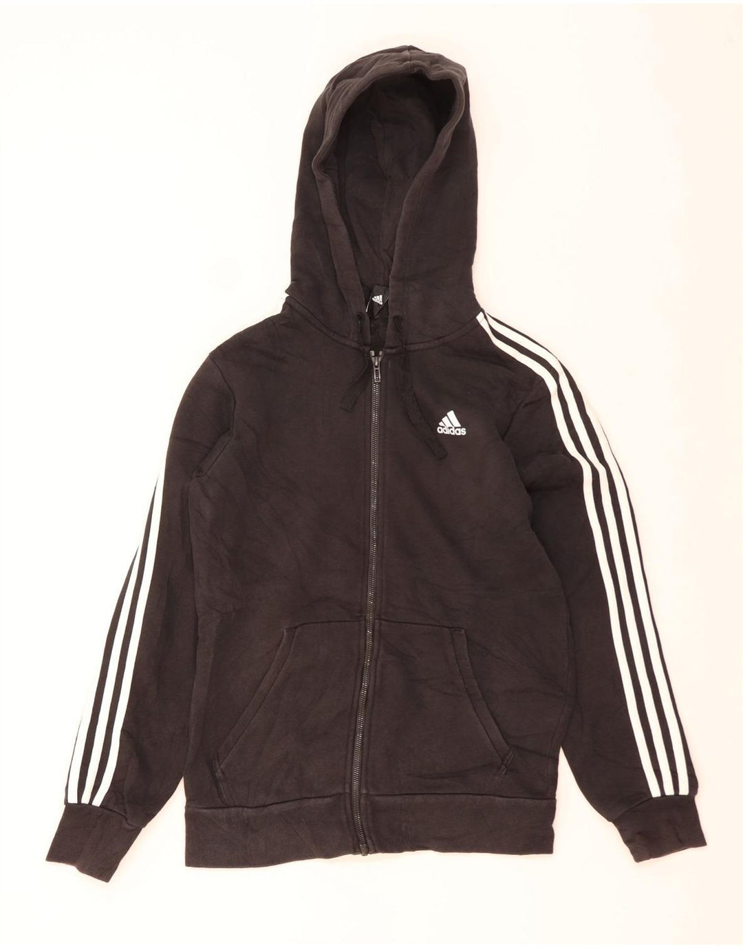 Adidas Damen Zip Hoodie Pullover UK 14 Medium Schwarz