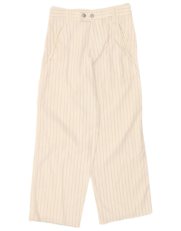 Armani Damen Anzughose mit weitem Bein W28 L27 Beige Nadelstreifen