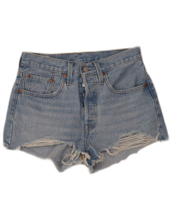 Levi's Damen 501 Distressed Denim Shorts W26 Small Blaue Baumwolle