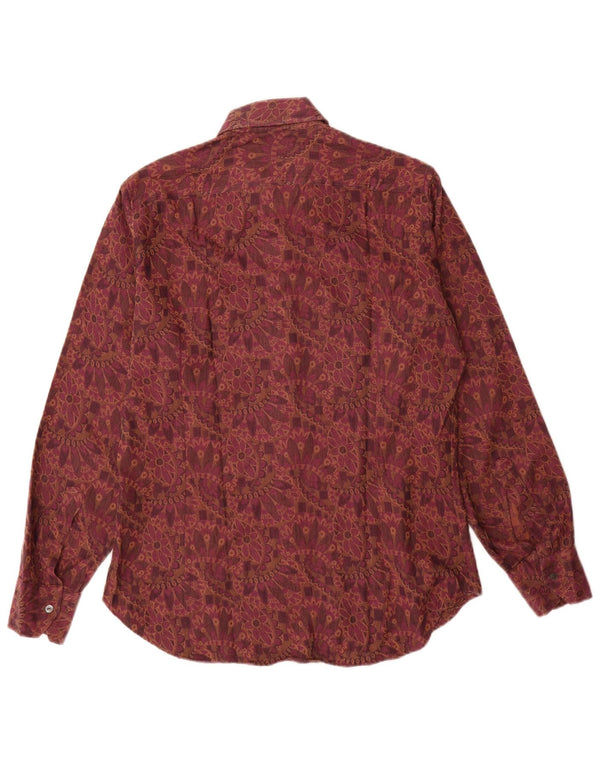 Vintage Herrenhemd Größe 40 15 Medium Burgundy Floral